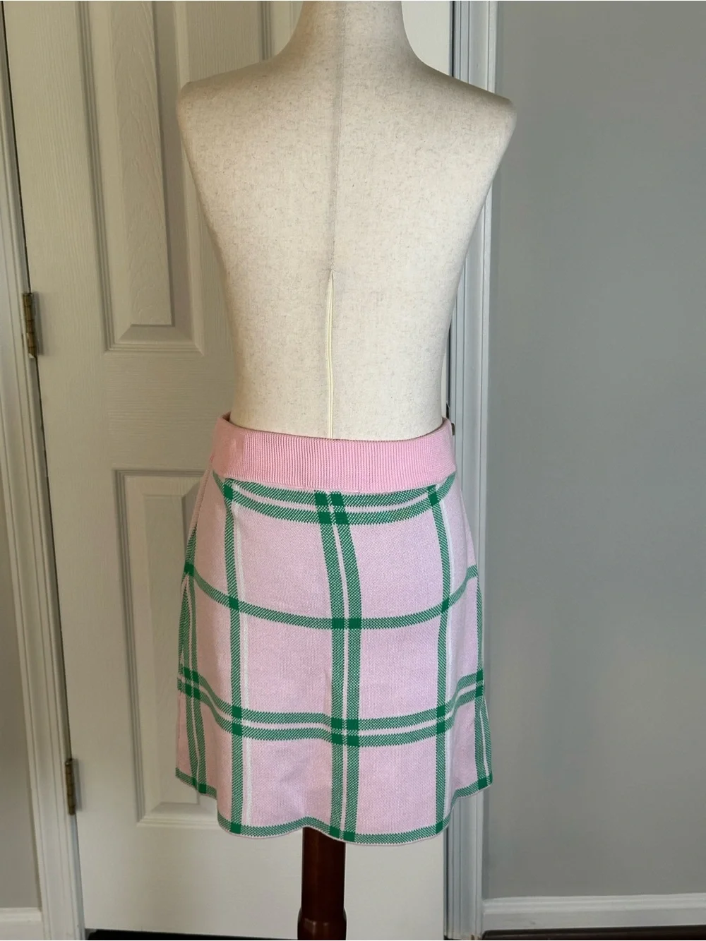 Favorite Daughter Pink and Green Plaid Knit Skirt Set New with Tags